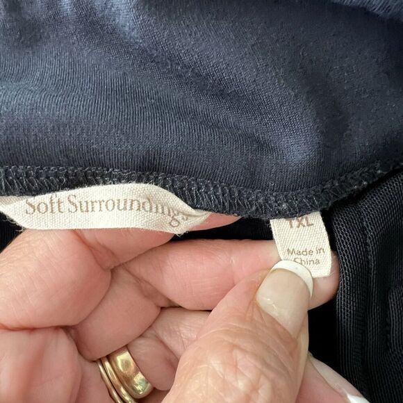 Soft Surroundings Ponte Knit Pants Womens XL TALL Black Pull On Zip Pockets - Picture 9 of 10